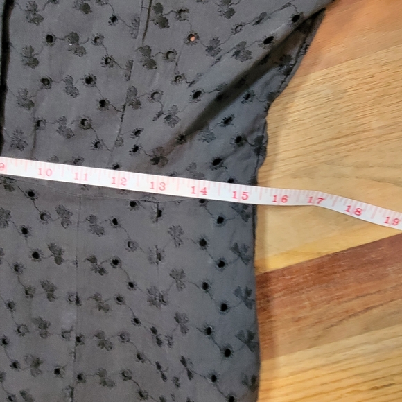 Vintage Black Eyelet Dress With Crystal Buttons. - Picture 15 of 16